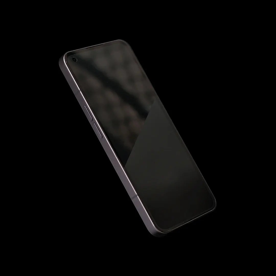 A mobile phone displaying two different screen protectors: ultra clear (on the left) and matte (on the right). The phone screen is turned on, allowing you to see the clarity of the ultra clear protector and the reduced glare of the matte protector.